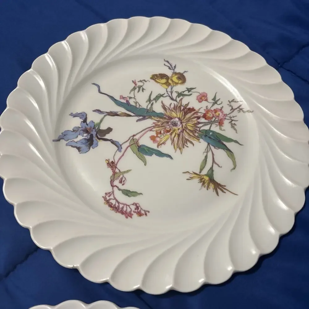 Haviland Limoges France Fleurs et Fruits De Saxe Porcelain Salad Plates Set of 3